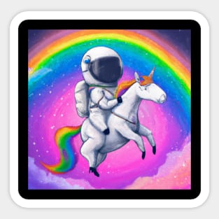 Astronaut Riding Rainbowcorn Sticker